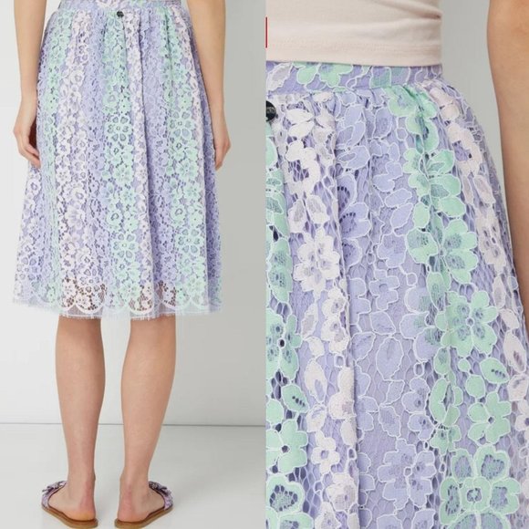 $375 NWT Blugirl Folies Purple Floral Lace Skirt L - Picture 7 of 15